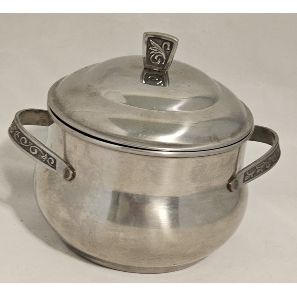 Vintage Small Monterey Stainless Steel Server Pot,Traditional Holloware w/ Lid